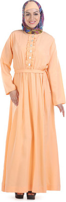 Momin Libas Polyester Solid Abaya(Orange)