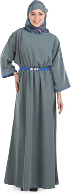 Momin Libas Polyester Solid Abaya(Grey)