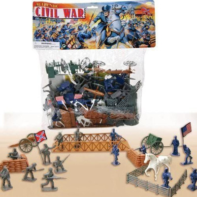 

Funko 72 Piece Civil War Plastic Army Men Play Set ~ 52mm Union and Confederate Figures, Bridge, Horses, Canon, More!(Multicolor)