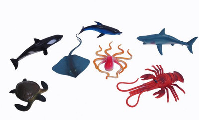 

A2B Ocean Animal Plastic Toys Set-6 For Children(Multicolor)(White, Black)