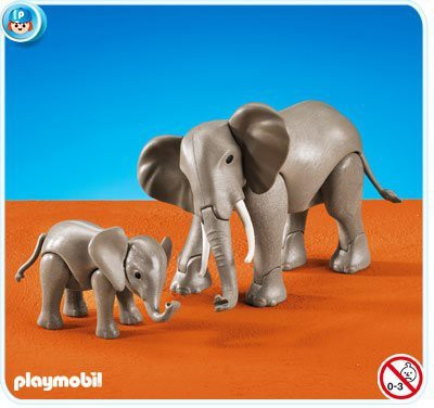 

Playmobil 1 Large And 1 Small Elephant(Grey)