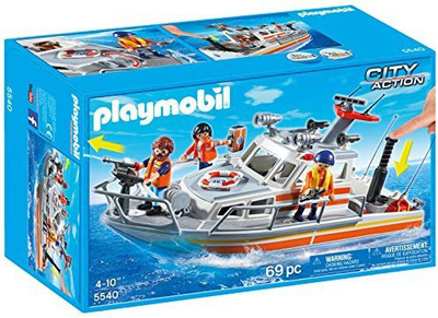 

PLAYMOBILA Rescue Boat with Water Hose Play Set(Multicolor)