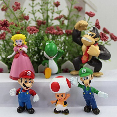 Dinglongshan 6Pcs/Set Pvc Super Mario Bros Luigi Marios Doll Set(Multicolor)