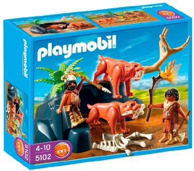 Playmobil Sabertoothed Cat With Cavemen(Multicolor)