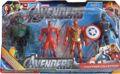 

AYAANGLOBALMART ACTION FIGURE COMBO ( HULK + SPIDERMAN + TRANSFORMER + CAPTAIN AMERICA) 22 CM EACH with LED LIGHT(Multicolor)