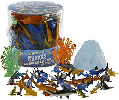 

SCS Direct Sharks and Deep Sea Creatures Action Figure Bucket - Huge 41 Piece Set(Multicolor)