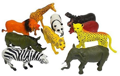 

DA Toys 10 Pcs Large Zoo Animals Liontigerhippoelephantgiraffe(Multicolor)