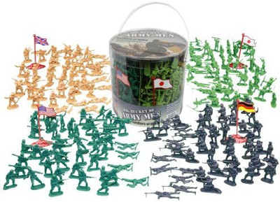 Scs Direct Army Men Action Figures -soldiers of WWII- Big Bucket of Army Soldiers - Over 200 Piece Set(Multicolor)