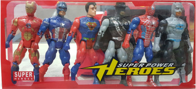 

AS Avengers Action Figures of 6 Super Power Heroes(Multicolor)