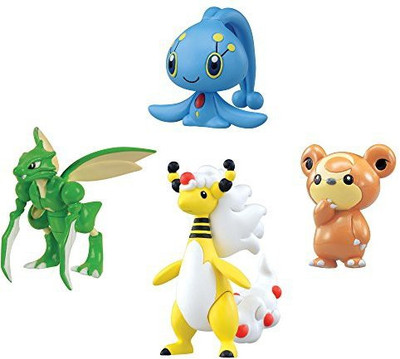 

Tomy Pokmon 4 Gift Pack Mega Ampharos manaphy teddiursa scyther(Multicolor)