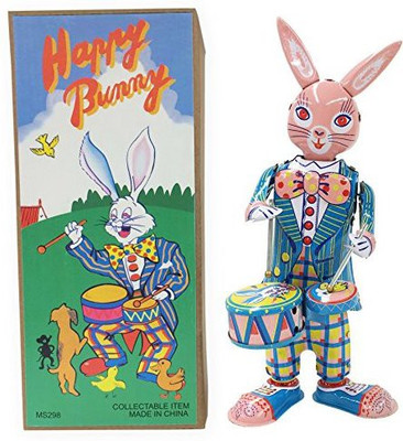 

Off the Wall Toys Vintage Style Collectible Tin Easter Bunny With Drums(Multicolor)