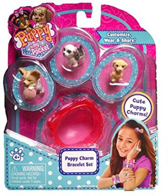 

Puppy In My Pocket New 2015 Puppy Charm Bracelet Pink With 3 Tiny Puppies(Multicolor)