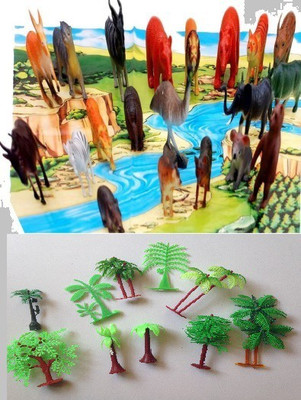 

Meera's High Quality Wild Animals Solid 20pieces in the Jungle with trees 6 pc -Learning toy(Multicolor)