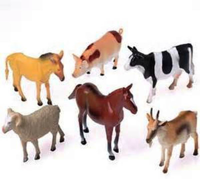 Global Gifts Set Of 6 Farm Animals(Black, Yellow)