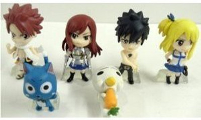 

Qiyun Hard to Find Fairy Tail 6 Piece Figure Set Featuring Natsu Dragneel, Happy, Ezra Scarlet,(Multicolor)