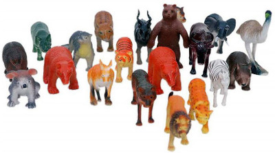 Shree Krishna Handicrafts And Gallery Wild Animals Plastic Toys For Kids ( 20 Pcs. Pack ) (Multicolor)(Multicolor)