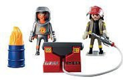 

Playmobil 5943 Deluxe Firefighters Set With Flaming Barrel(Multicolor)