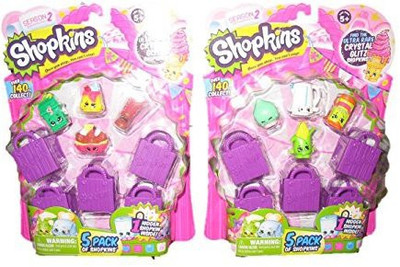 

Shopkins S2 5 Pack Playset X 2 (10, 10 Shopping Bags)(Multicolor)