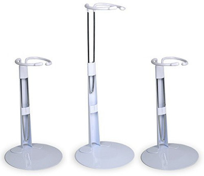 

Banberry Designs Doll Stand Holder White Vinyl Coated Metal Adjustable Clasps - Fits Dolls and Action Figures 7" to 12" High - Set of 3 Pieces(Multicolor)