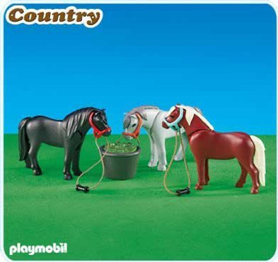 

Playmobil 3 Ponies With Feeding Bucket(Multicolor)