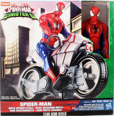 

Funskool Titan Hero Series Figure Spiderman with cycle(Multicolor)