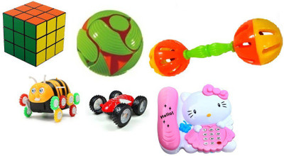 

ANKLET Funny BeeHello phone3x3x3 CubeSpideCarMagic BallCombopackof6(Multicolor)