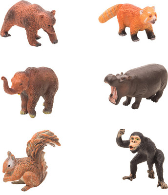 

Venus-Planet of toys Wild Animal Model Toy Of Squirrel, Rhino, Brown Bear, Raccoon, Mammoth and a Chimpanzee Learning Educational Toys(Set Of 6)(Multicolor)