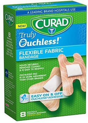 

Curad Truly Ouchless Fingertip and Knuckle Adhesive Bandages, 24 Count (Pack of 8) Adhesive Band Aid(Set of 8)
