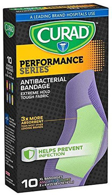 

Curad CUR5018 Performance Series Antibacterial Bandage, X-Large, 6 Colors (Pack of 240) Adhesive Band Aid(Set of 6)