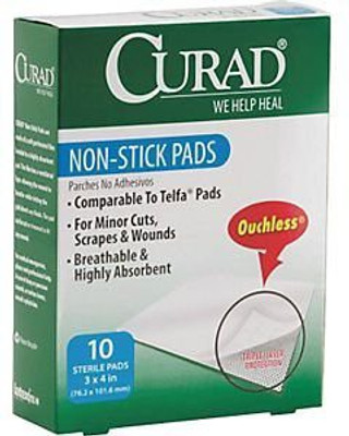 

Curad Non-Stick Pads, 3 Inches X 4 Inches 10 count Pack of 3 Adhesive Band Aid(Set of 6)