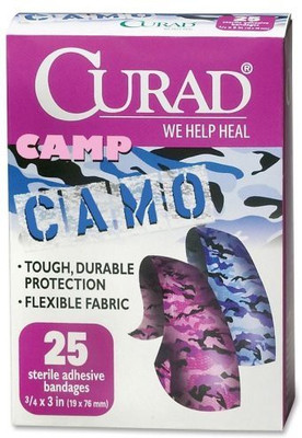 

Curad Children's Bandages, Camouflage Pink & Blue, 25 ct Adhesive Band Aid(Set of 4)