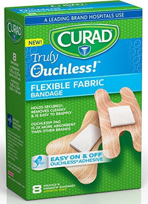 

Curad Truly Ouchless Silicone Fingertip and Knuckle Adhesive Band Aid(Set of 25)