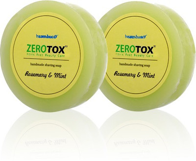 

Healthbuddy Zerotox Handmade Rosemary And Mint Shaving Soap 2 Pcs Of 125 Gms Each Aftershave Cream(250 g)