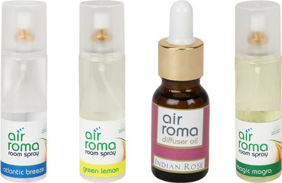 

Airroma Atlantic Breeze, Green Lemon, Indian Rose, Magic Mogra Car Freshener(630 ml)