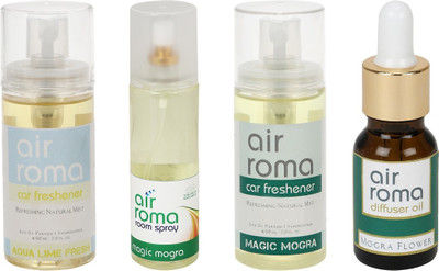 

Airroma Aqua Lime Fresh, Magic Mogra, Mogra Flower Aroma Oil, Spray(350 ml)