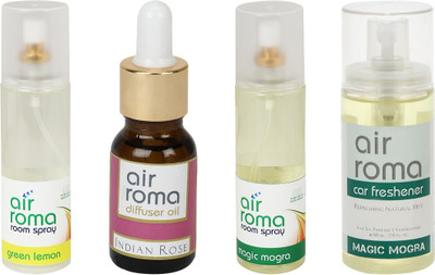

Airroma Green Lemon, Indian Rose, Magic Mogra Car Freshener(490 ml)