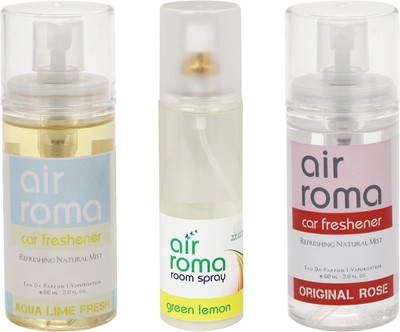 

Airroma Aqua Lime Fresh, Green Lemon, Original Rose Car Freshener(320 ml)