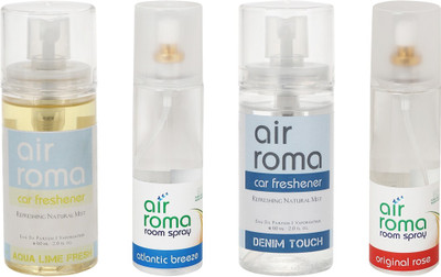 

Airroma Aqua Lime Fresh, Atlantic Breeze, Denim Touch, Original Rose Car Freshener(520 ml)