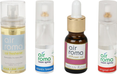 

Airroma Aqua Lime Fresh, Atlantic Breeze, Indian Rose, Original Rose Aroma Oil, Spray(490 ml)