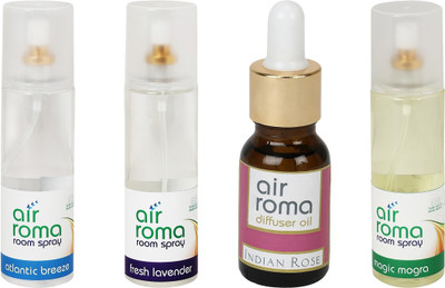 

Airroma Atlantic Breeze, Fresh Lavender, Indian Rose, Magic Mogra Aroma Oil, Spray(630 ml)