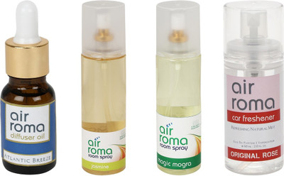 

Airroma Atlantic Breeze, Jasmine, Magic Mogra, Original Rose Car Freshener(490 ml)