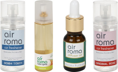 

Airroma Denim Touch, Jasmine, Mogra Flower, Original Rose Aroma Oil, Spray(350 ml)