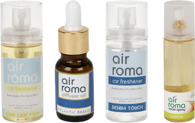 

Airroma Aqua Lime Fresh, Atlantic Breeze, Denim Touch, Jasmine Aroma Oil, Spray(350 ml)