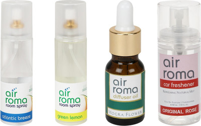 

Airroma Atlantic Breeze, Green Lemon, Mogra Flower, Original Rose Aroma Oil, Spray(490 ml)