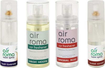 

Airroma Fresh Lavender, Magic Mogra, Original Rose, Sweet Sandal Spray(520 ml)