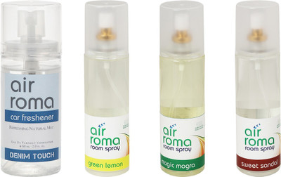 

Airroma Denim Touch, Green Lemon, Magic Mogra, Sweet Sandal Spray(660 ml)