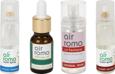 

Airroma Atlantic Breeze, Mogra Flower, Original Rose, Sweet Sandal Car Freshener(490 ml)