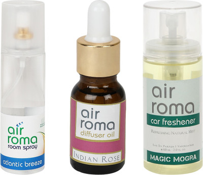 

Airroma Atlantic Breeze, Indian Rose, Magic Mogra Aroma Oil, Spray(275 ml)