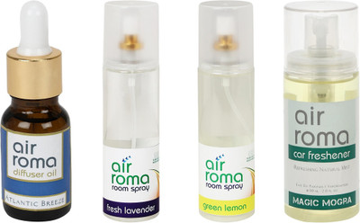 

Airroma Atlantic Breeze, Fresh Lavender, Green Lemon, Magic Mogra Aroma Oil, Spray(490 ml)