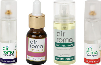 

Airroma Fresh Lavender, Indian Rose, Magic Mogra, Original Rose Aroma Oil, Spray(490 ml)